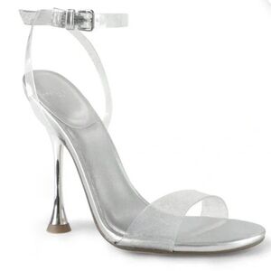 🌸MARC FISHER🌸 Calisty Silver Metallic Clear Strappy High Heel Sandals Size: 9M